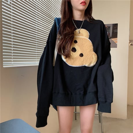 ユニセックス トレーナー クマちゃん ベアー ゆったり 韓国ファッション レディース メンズ 男女兼用 スウェット プルオーバー ルーズ ストリート系 ガーリー DTC-628396318255