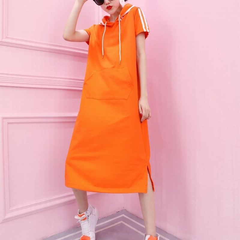レディース サイドラインパーカーワンピース パーカー ワンピース