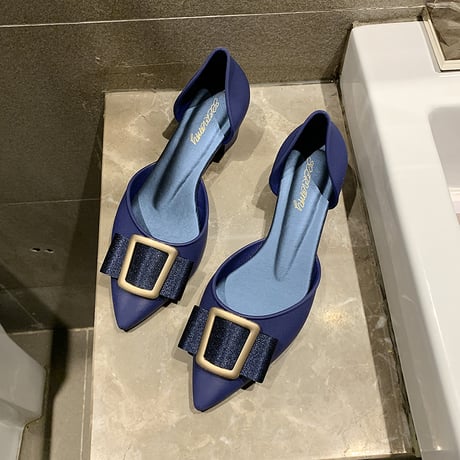 【Soervimy】 ラバーパンプス ラバーサンダル レインシューズ ヒール4cm 韓国ファッション レディース サイドオープン チャンキーヒール 雨 梅雨 ラバー 防水 616288940535