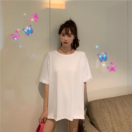 Tシャツ 半袖 シースルー バタフライ ホワイト 韓国ファッション レディース トップス ラウンドネック かわいい セクシー カジュアル シンプル ガーリー DTC-637997295433_wt
