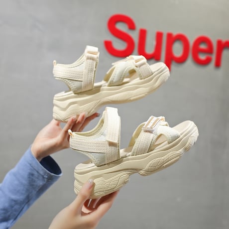 スポーツサンダル 厚底 スポサン 6.0cm 韓国ファッション レディース サンダル ベルト マジックテープ フラットサンダル 厚底サンダル フラット かわいい 歩きやすい 618070603594