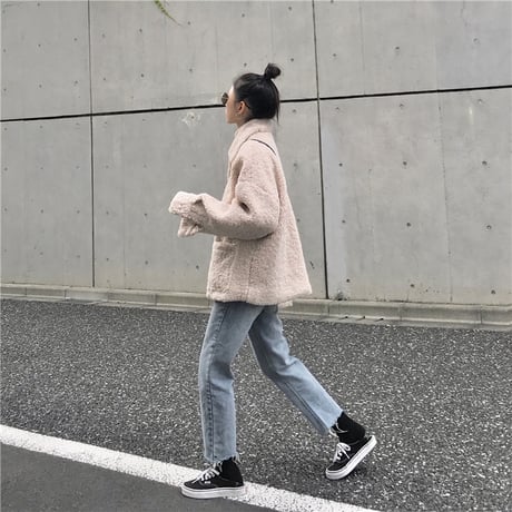 韓国ファッション ショートコート ジャケット もこもこ シングルブレスト コート 大きいポケット 大人カジュアル 秋 冬 オルチャン 韓国 レディース (DTC-603700733049)
