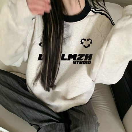 選べるノーマルタイプor裏起毛タイプ トレーナー サイドライン ロゴ オーバーサイズ スウェット トップス 長袖 韓国ファッション レディース 大人可愛い ガーリー DTC-766789726158