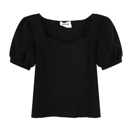 クロップド丈 スクエアVネック 2way Tシャツ 半袖 へそ出し パフ袖 オフショルダー 韓国ファッション レディース ショート丈 大人可愛い ガーリーDTC-641346468077)