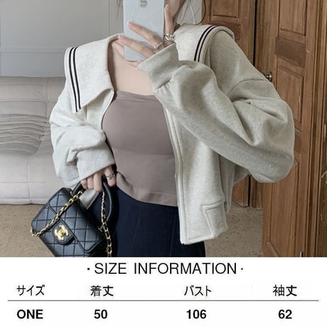 ショートジャケット セーラー襟 配色ライン スウェット ルーズ レトロ 韓国ファッション レディース 大人可愛い ガーリー カジュアル DTC-683356752663