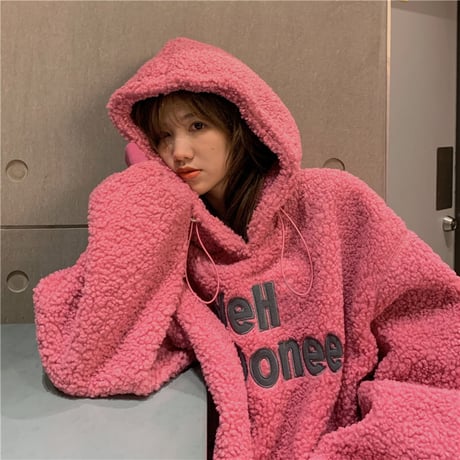 ボアパーカー もこもこ プルオーバー 暖かい ボア パーカー 防寒 長袖 ゆったり 韓国ファッション レディース 大人可愛い ガーリー フェミニン カジュアル DTC-662156047894