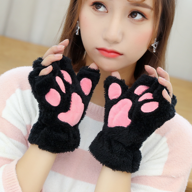 5カラー】 猫の手 肉球 手袋 韓国ファッション レディース ハーフ