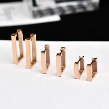 スクエア フープピアス 金属アレルギー対応 レディース ピアス シルバー ゴールド チタンスチール アクセサリー DTC-536679668721