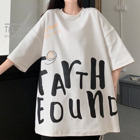 Tシャツ 半袖 英字プリント オーバーサイズ 韓国ファッション レディース カットソー トップス カジュアル ストリートファッション DTC-639781711694