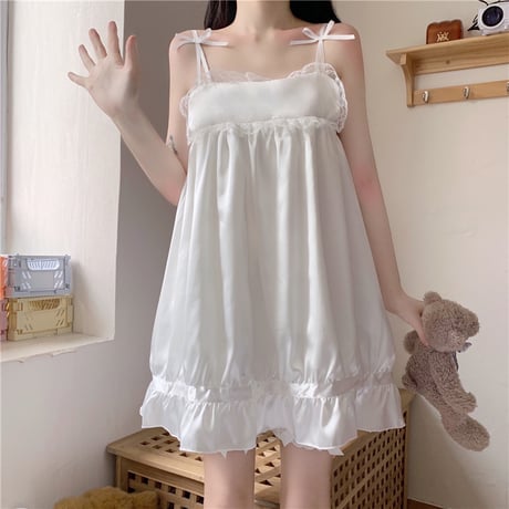ルームウェア パジャマ セットアップ トップス ＋ ショートパンツ 上下セット スリング フリル キャミソール 韓国ファッション レディース 部屋着 ガーリー DTC-640168716314