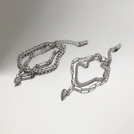 磁石で一つのハートになる ペア ブレスレット 金属アレルギー対応 磁石 ハート チェーン マグネット シンプル チタン カップル アクセサリー DTC-651230101287