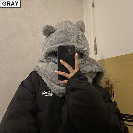 フード付きマフラー 耳付き クマ耳 フード付き ボアマフラー もこもこ フードマフラー ロングマフラー 防寒 暖かい 厚手 韓国ファッション レディース ガーリー DTC-630248123865