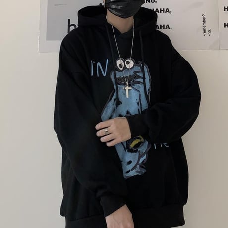 プルオーバー パーカー メンズ レディース ユニセックス 落書き風 キャラクター オーバーサイズ ルーズ 大きいサイズ ストリート TBN-601494162221
