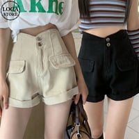 デニムショートパンツ ハイウエスト ワイドパンツ ショートパンツ デニム ショーパン レトロ 韓国ファッション レディース 大人可愛い ガーリー カジュアル DTC-671278604954