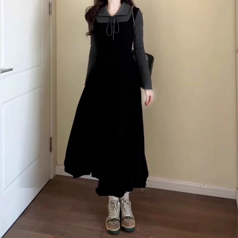 シニアファッション】ドット柄ドッキングワンピース 通販