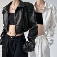 レザージャケット アウター ショート丈 ジップアップ フェイクレザー ライダースジャケット ブルゾン ルーズ 長袖 レトロ レディース 大人可愛い ガーリー DTCA-841760418268