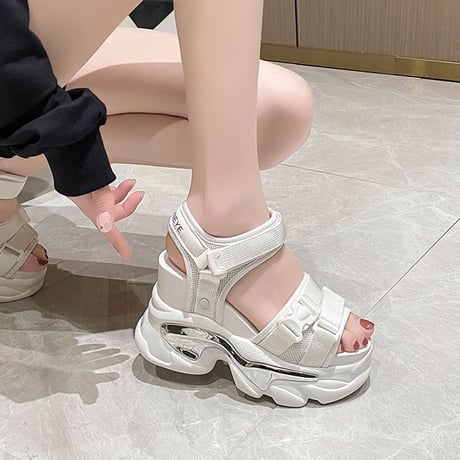 厚底 サンダル 22.0～24.5cm プラットフォーム 厚底サンダル オープントゥ 10cmヒール かわいい 韓国ファッション レディース カジュアル DTC-712773137086