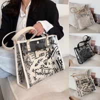 半透明 トートバッグ ゼリーバッグ クリアバッグ 韓国ファッション バッグ 透明バッグ ストラップ シンプル 肩掛け 鞄 レトロ DTC-641110538508