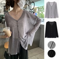 サマーカーディガン シアー カーディガン 薄手 Vネック ゆったり トップス UVカット 長袖 レトロ 大人可愛い ガーリー DTCA-811526858688