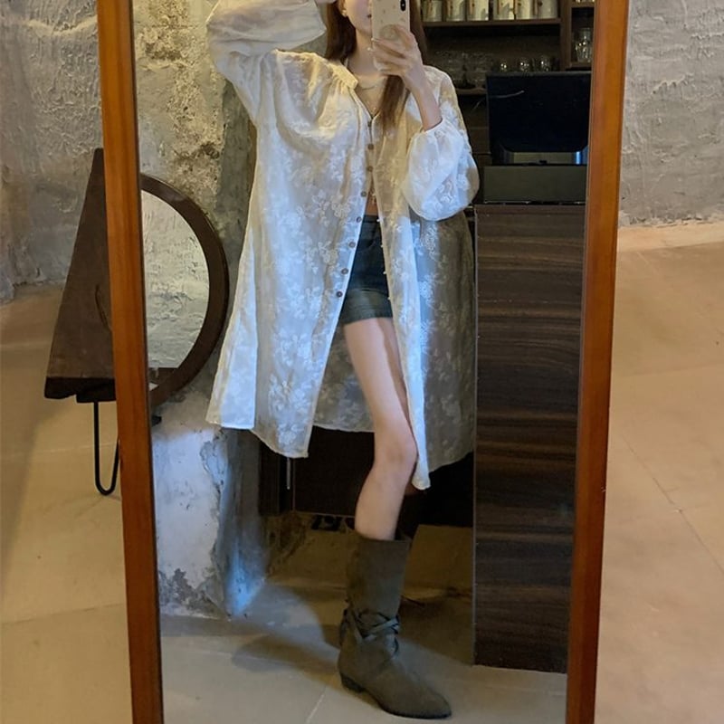 Setto × indigo label 刺し子ロングカーディガン(極美品) Setto