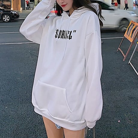 天使の羽 モチーフ プルオーバー パーカー 韓国 ファッション レディース ストリート系 裏起毛 ビッグサイズ オーバーサイズ トップス ルーズ (DTC-603217112260)