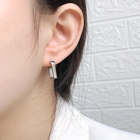 スクエア フープピアス 金属アレルギー対応 レディース ピアス シルバー ゴールド チタンスチール アクセサリー DTC-536679668721