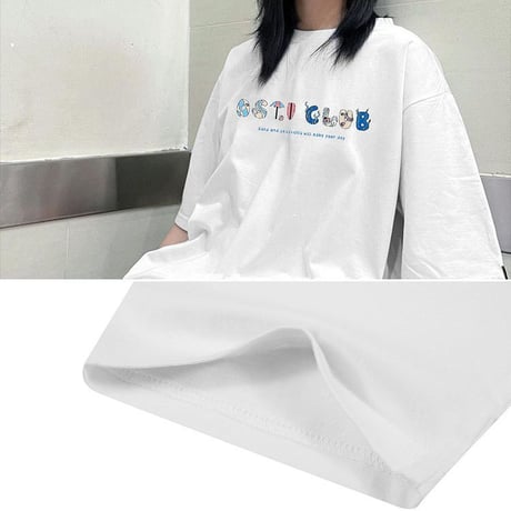 ユニセックス Tシャツ 半袖 バックプリント オーバーサイズ S～3XL 大きめ カジュアル 韓国ファッション メンズ レディース 韓国ストリートファッション DTC-678635299666