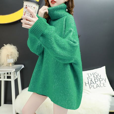 ニット セーター タートルネック 厚い 韓国ファッション レディース ハイネック トップス ルーズ ゆったり ウール 体型カバー 大人可愛い ガーリー DTC-629244791892