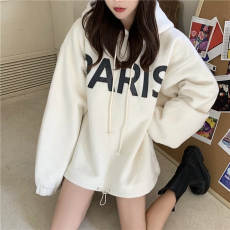 フリース パーカー プルオーバー ルーズ 韓国ファッション レディース フーディー ゆったり 大きめ カジュアル ストリート系 DTC-631590232469