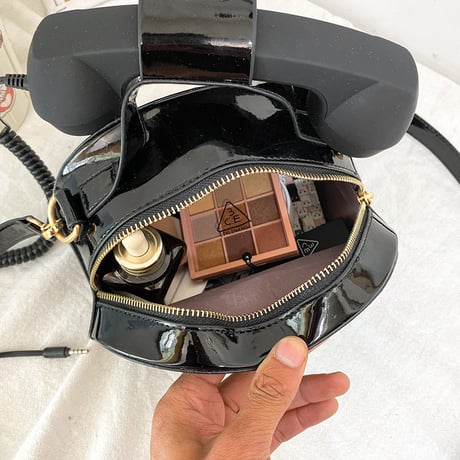 2wayバッグ 電話モチーフ エナメル ショルダーバッグ ハンドバッグ ミニバッグ 肩掛け 斜め掛け ユニーク かわいい レトロ 韓国ファッション レディース DTC-666643976589