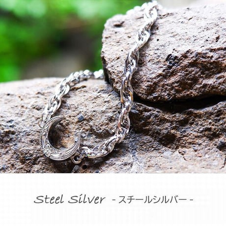 ハワイアンジュエリー ブレスレット 三日月 金属アレルギー対応 スクロール 波 サージカル ステンレス シルバー ゴールド ピンクゴールド インスタ gbs8198