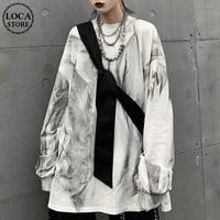 ユニセックス タイダイ染め Tシャツ 長袖 オーバーサイズ 韓国ファッション メンズ レディース ロンT ルーズ カジュアル ストリートファッション DTC-602359639624