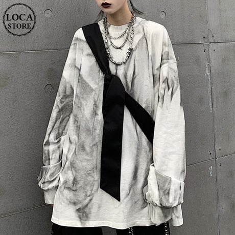 ユニセックス タイダイ染め Tシャツ 長袖 オーバーサイズ 韓国ファッション メンズ レディース ロンT ルーズ カジュアル ストリートファッション DTC-602359639624