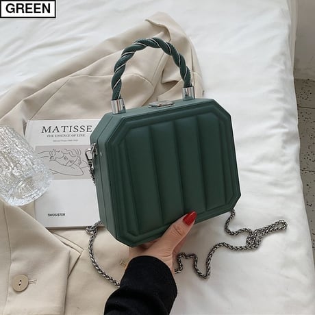 【7カラー】 2wayバッグ ショルダーバッグ ハンドバッグ チェーンストラップ スクエアバック トランクバック 韓国ファッション レディース 大人可愛い ガーリー DTC-651557135282