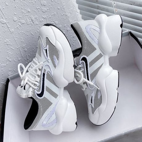 スニーカー レースアップ 5cm 韓国ファッション レディース ダットスニーカー ダッドシューズ ボリュームスニーカー フラットボトム スボーツ 歩きやすい カジュアル 622876187900