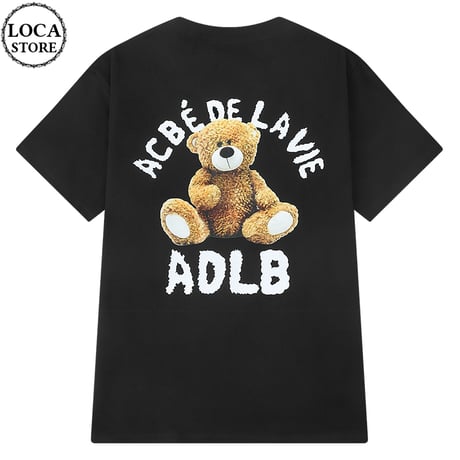 ユニセックス Tシャツ 半袖 クマちゃん バックプリント オーバーサイズ ゆったり 大きめ カジュアル 韓国ファッション メンズ レディース ストリートファッション DTC-650088511049