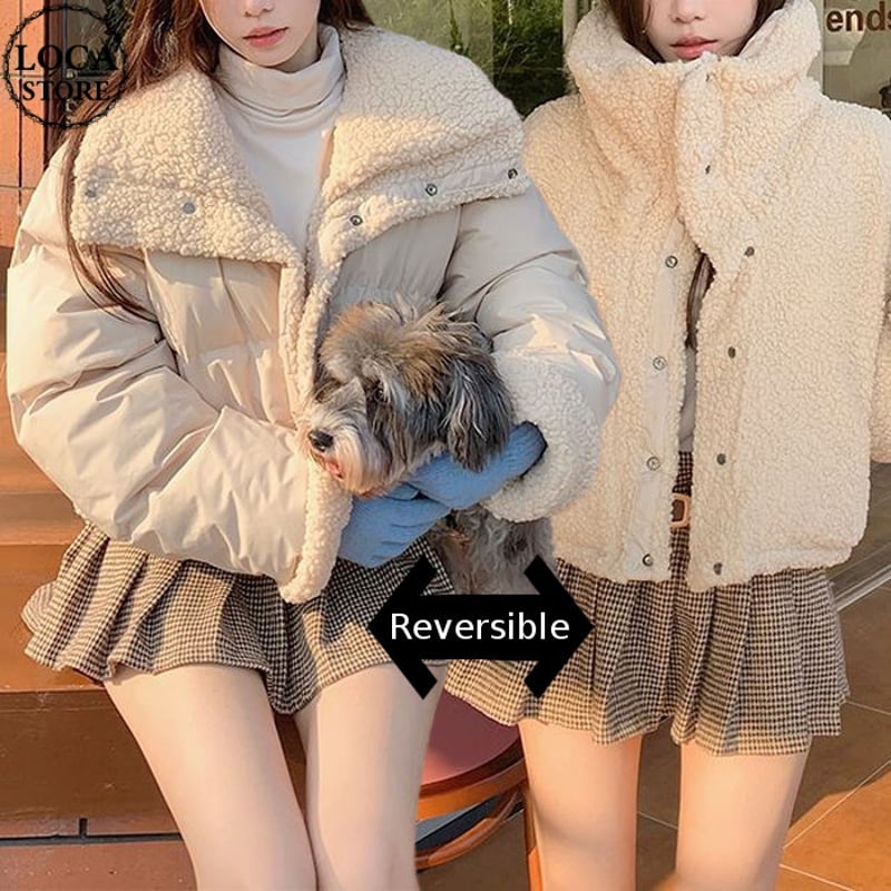 アプリコット リバーシブル ブルゾン フェイクラムウール ショート丈