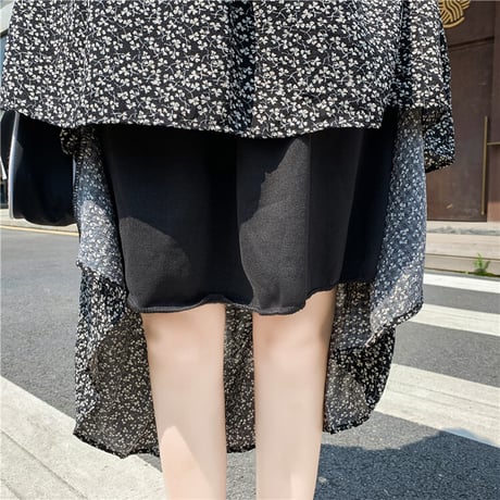 花柄 スカート 裏起毛 裏地あり フレア 韓国ファッション レディース フローラル Aラインスカート ロング丈 シフォン ハイウエスト 大人可愛い ガーリー DTC-628495280732