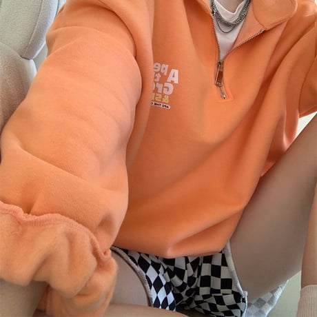 ハーフジップ POLO襟 トップス トレーナー フリース 裏起毛 プルオーバー 長袖 ゆったり 韓国ファッション レディース カジュアル 大人可愛い ガーリー DTC-664779833427