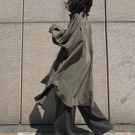 ロングシャツ シャツコート アウター シャツ コート ロング丈 ルーズ 長袖 レトロ 韓国ファッション レディース 大人可愛い ガーリー DTC-679716391423