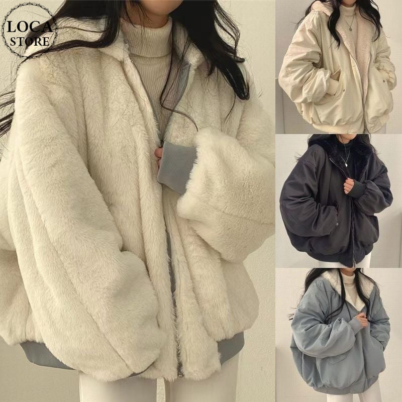 2WAY リバーシブル ブルゾン ジャケットボア フード付き ジップアップ