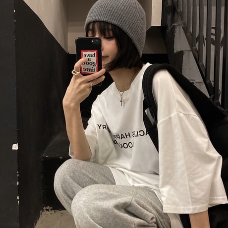ユニセックス Tシャツ 半袖 ドロップショルダー ラウンドネック オーバーサイズ 韓国ファッション メンズ レディース トップス カジュアル ストリートファッション DTC-638055341572