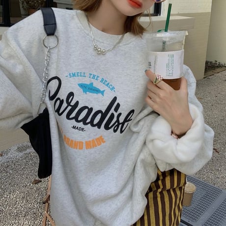 トレーナー プラスベルベット プルオーバー オーバーサイズ シンプル 韓国ファッション レディース トップス ルーズ レトロ ガーリー カジュアル ストリート系 DTC-655184802938