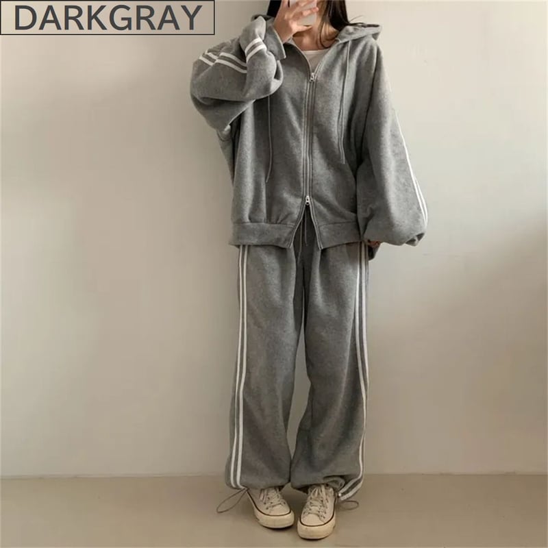 セットアップ 上下セット スウェット サイドライン ダブルジップ