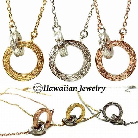 【HAWAIIANJEWELRY / ハワイアンジュエリー】 ネックレス リング イエローゴールド ピンクゴールド ステンレススチール メンズ レディース ペアリング インスタ (gns8136)