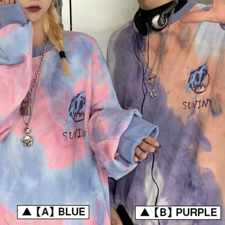 ユニセックス トレーナー タイダイ染め スマイリー ニコちゃんマーク 長袖 オーバーサイズ メンズ レディース 絞り染め 大きめ カジュアル ストリートファッション DTC-629784358008