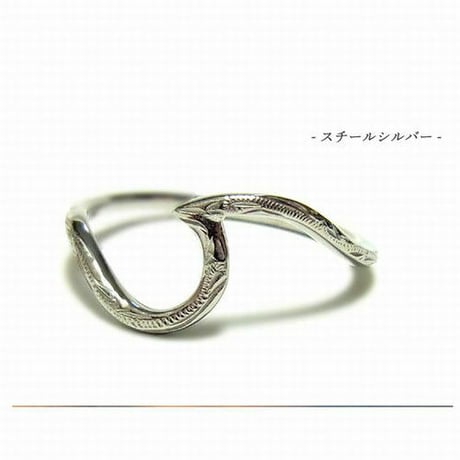 ハワイアンジュエリー リング 波 ウェーブ 金属アレルギー対応 指輪 K14イエローゴールドコーティング メンズ レディース サージカルステンレス インスタ (grs8626)