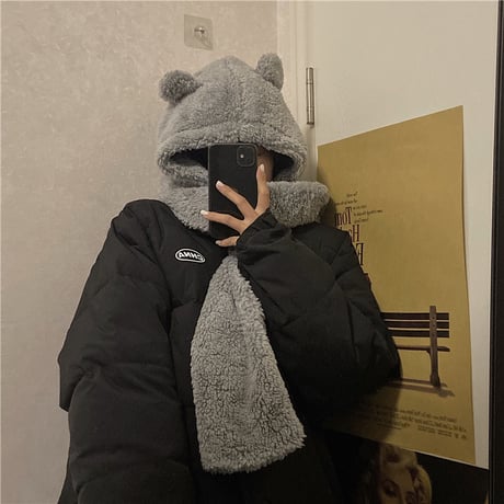 フード付きマフラー 耳付き クマ耳 フード付き ボアマフラー もこもこ フードマフラー ロングマフラー 防寒 暖かい 厚手 韓国ファッション レディース ガーリー DTC-630248123865