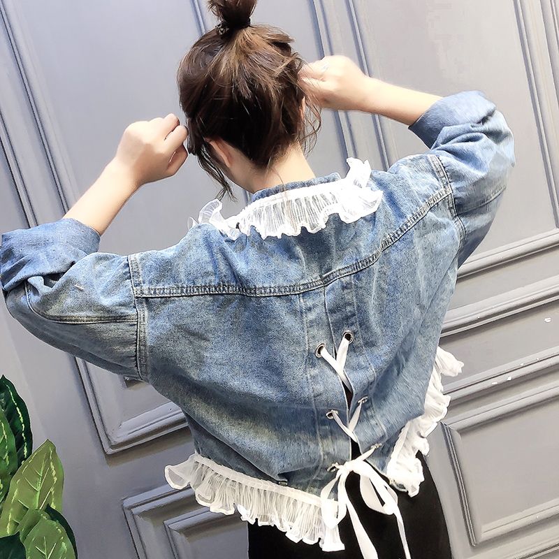 vintage レースフリルデニムジャケット 個性的 大きいサイズ フリルコア レース×フリルデニムジャケット | axes femme online shop
