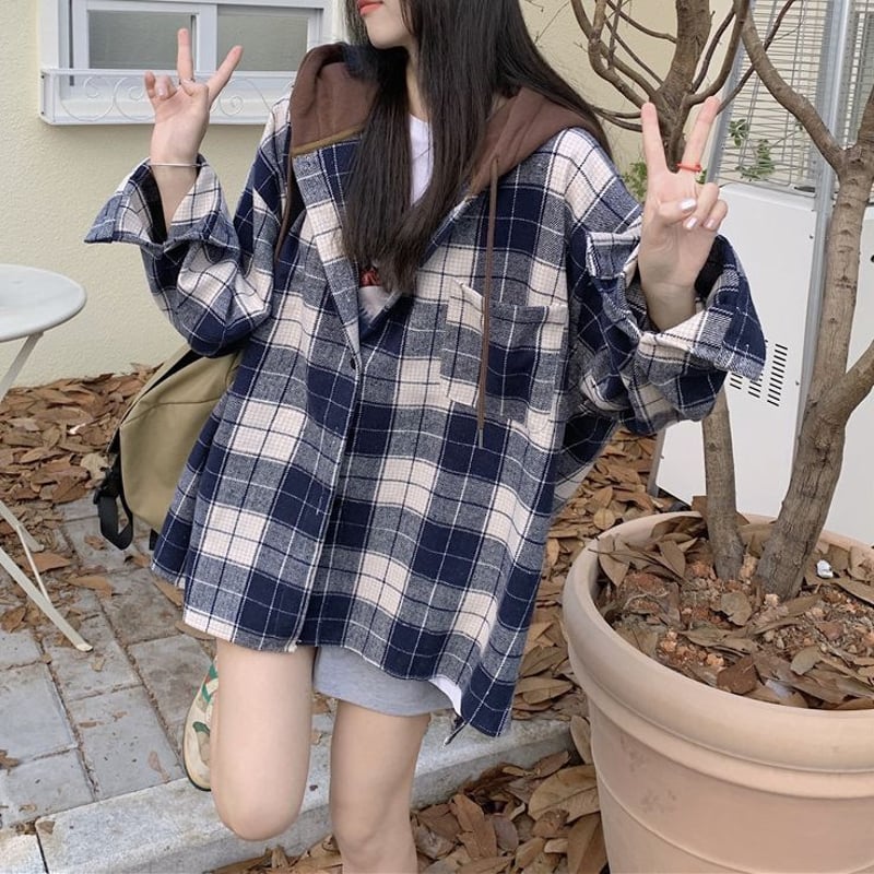 リズリサ LIZLISA チェック柄パーカー LIZ LISA♡チェック柄半袖フード